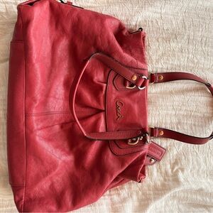 Coach Pink Leather Shoulder Tote with shoulder strap